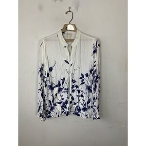 Chicos Women Jacket 1 Medium Floral Career Office Work Layering Feminine White